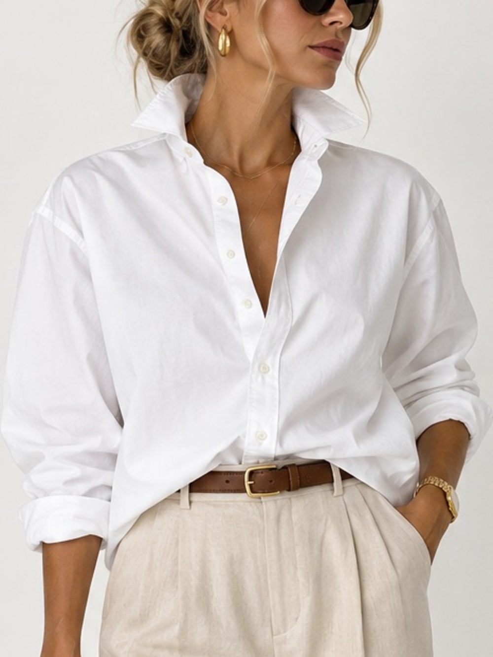 Polo by Ralph Lauren 1/2 Button Up White shirt